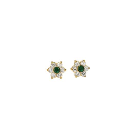 Stainless Steel Stud Earrings, 304 Stainless Steel, Flower, Vacuum Ion Plating, fashion jewelry & micro pave cubic zirconia & for woman, more colors for choice, 2.50x7mm, Sold By Pair