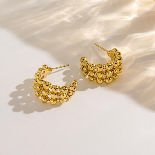 Stainless Steel Stud Earrings 304 Stainless Steel Letter C Vacuum Ion Plating fashion jewelry & for woman golden Sold By Pair