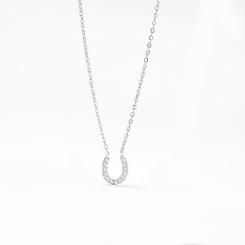 Edelstahl Schmuck Halskette, 304 Edelstahl, mit Verlängerungskettchen von 5cm, Buchstabe U, Modeschmuck & Micro pave Zirkonia & für Frau, keine, 9.50x10mm, Länge:40 cm, verkauft von PC