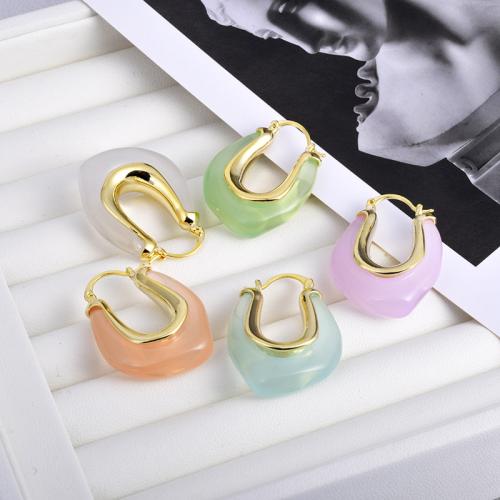 Brass Leverback Earring, with Resin, plated, fashion jewelry, more colors for choice, nickel, lead & cadmium free, 23x31mm, Sold By Pair