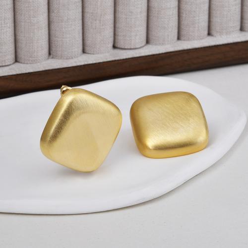 Brass Stud Earring Square plated fashion jewelry nickel lead & cadmium free 33mm Sold By Pair