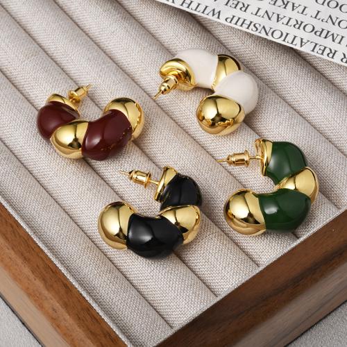 Brass Stud Earring, plated, fashion jewelry & enamel, more colors for choice, nickel, lead & cadmium free, 30mm, Sold By Pair