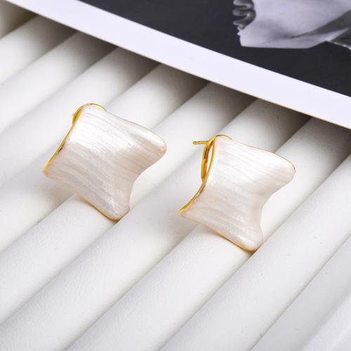 Brass Stud Earring plated fashion jewelry & enamel nickel lead & cadmium free Sold By Pair