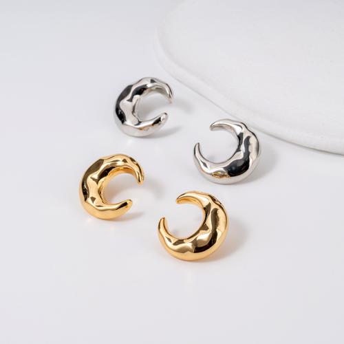 Brass Stud Earring, Moon, plated, fashion jewelry, more colors for choice, nickel, lead & cadmium free, 25x23mm, Sold By Pair
