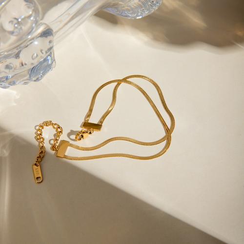 Bijoux bracelet en acier inoxydable, Acier inoxydable 304, avec 5cm chaînes de rallonge, Placage de couleur d'or, bijoux de mode, doré, Longueur:16.5 cm, Vendu par PC