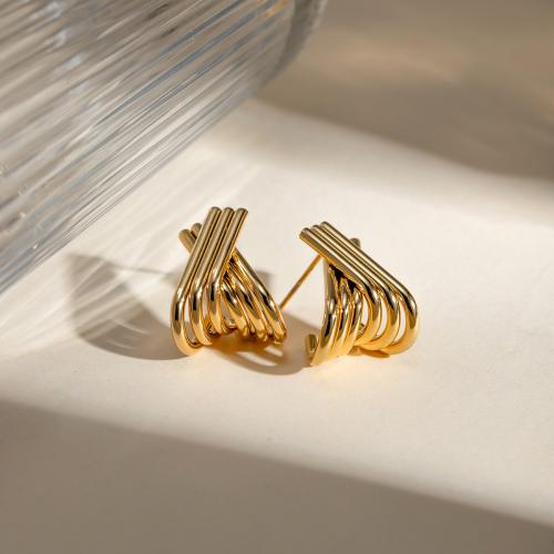 Stainless Steel Stud Earrings, 304 Stainless Steel, gold color plated, fashion jewelry & different designs for choice, golden, Sold By Pair