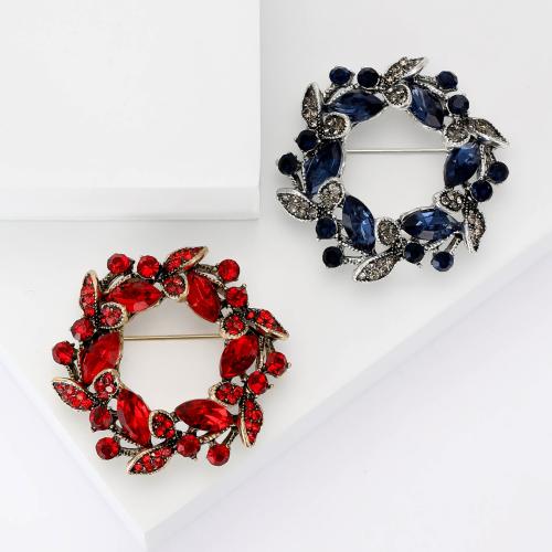 Zinc Alloy Brooches Flower plated fashion jewelry & with rhinestone nickel lead & cadmium free Sold By PC