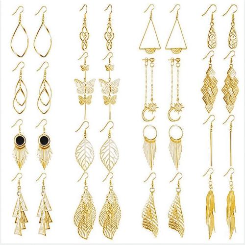 Zinklegierung Ohrringe, 16 Stück & Modeschmuck & für Frau, Goldfarbe, verkauft von setzen