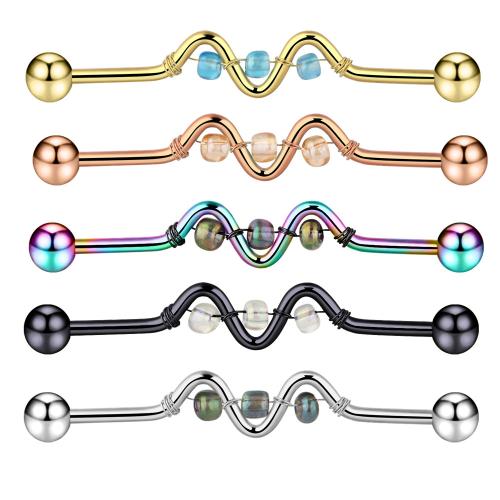 Stainless Steel Ear Piercing Jewelry, 304 Stainless Steel, fashion jewelry & Unisex, more colors for choice, 1.60x38x6mm, Sold By PC