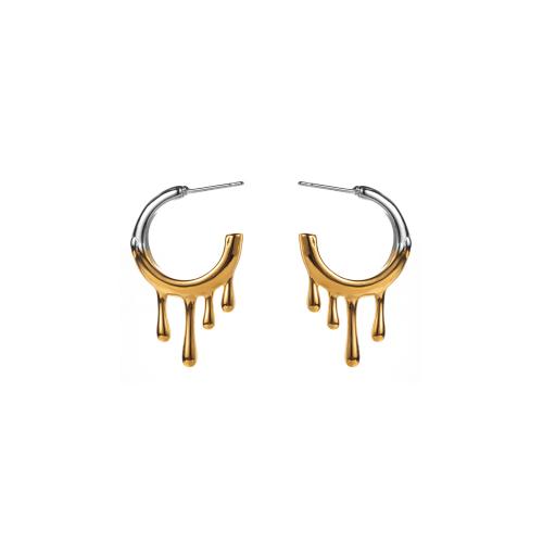 Titanium Steel  Earring, fashion jewelry & different styles for choice & for woman, golden, Sold By Pair