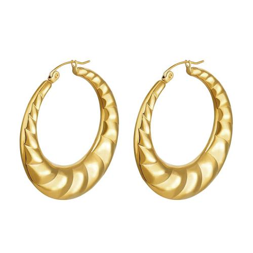 Titanium Steel  Earring, plated, for woman, golden, Sold By Pair