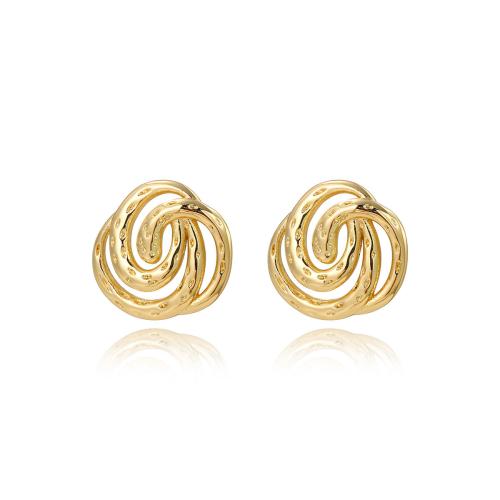 Stainless Steel Stud Earrings 304 Stainless Steel plated for woman golden Sold By Pair