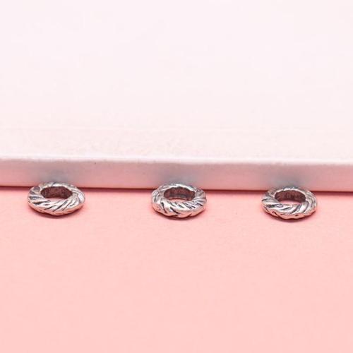 Spacer Beads Jóias, 925 prata esterlina, DIY, cor original, 6.70mm, Buraco:Aprox 3.5mm, vendido por PC