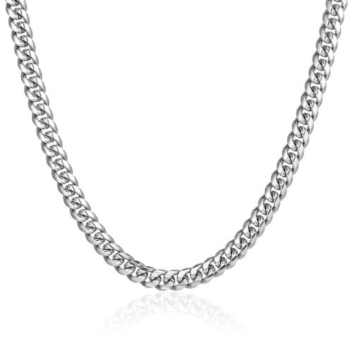 Stainless Steel Chain halskæde, 304 rustfrit stål, forgyldt, forskellige stilarter for valg & for mennesket, sølv, Solgt af PC