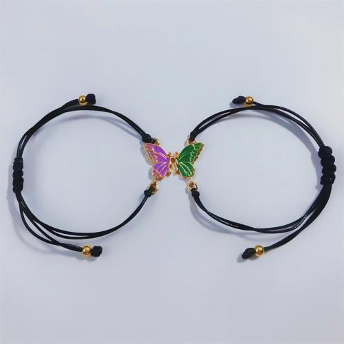 Bracelet en alliage de zinc, avec corde de cire, Placage, 2 pièces & pour femme & émail, plus de couleurs à choisir, Longueur Environ 17-26 cm, Vendu par PC
