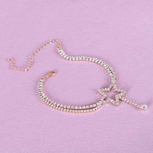 Zinc Alloy Anklet with 10cm extender chain for woman & with rhinestone Length 20 cm Sold By PC