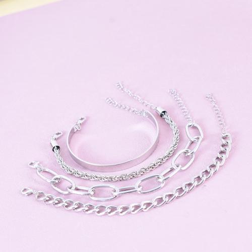 Zinc Alloy Bracelet plated 4 pieces & for woman Sold By Set