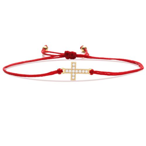 Mode créer Bracelets cordon de cire, laiton, avec corde de cire, unisexe & pavé de micro zircon, plus de couleurs à choisir, Longueur:16 cm, Vendu par PC