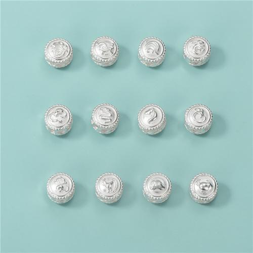 Spacer Perlen Schmuck, 925er Sterling Silber, Chinesische Sternzeichen, DIY & verschiedene Stile für Wahl, 10x8mm, Bohrung:ca. 2.4mm, verkauft von PC