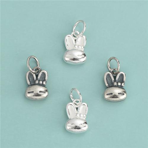 925 Sterling Silver Pendant, Rabbit, DIY, more colors for choice, 7.50x11.30mm, Hole:Approx 4mm, Sold By PC