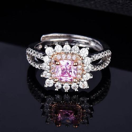 Sárgaréz Mandzsetta Finger Ring, Geometriai minta, galvanizált, mikro egyengetni cirkónia & a nő, Által értékesített PC