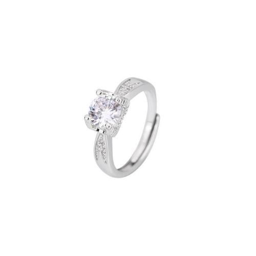 metal Anillo de dedo Cuff, chapado en color de platina, para mujer & con diamantes de imitación, tamaño:6-8, Vendido por UD