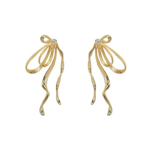 Brass Stud Earring, Bowknot, fashion jewelry & for woman, more colors for choice, 45mm, Sold By Pair