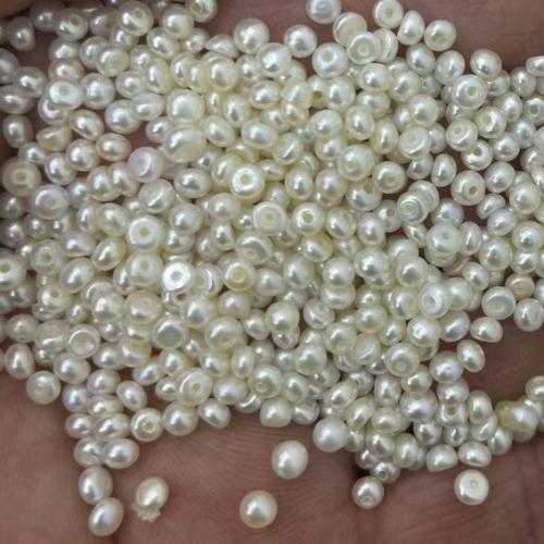 Natural Freshwater Pearl Loose Beads, Flat Round, DIY & half-drilled, more colors for choice, 3mm, Sold By PC
