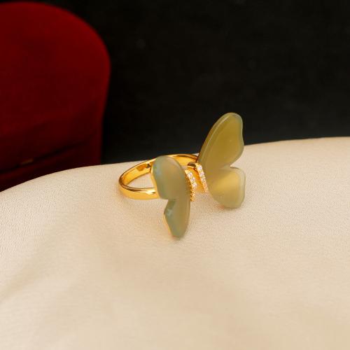 Cubique anneau en laiton Circonia Micro Pave, avec Feuille d'acétate, Plaqué or 18K, bijoux de mode & pavé de micro zircon & pour femme, plus de couleurs à choisir, Vendu par PC