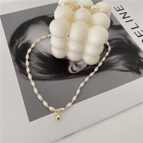 Plastične biserna ogrlica, Cink Alloy, s Plastična Pearl, modni nakit & za žene, Dužina Približno 45 cm, Prodano By PC