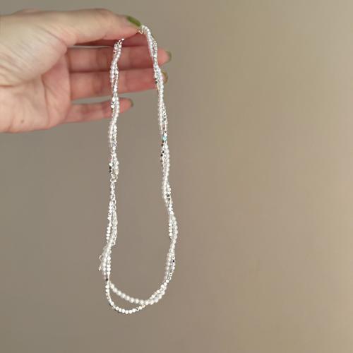 Plastic Pearl Necklace Brass with Plastic Pearl Double Layer & fashion jewelry & for woman Length Approx 45 cm Sold By PC