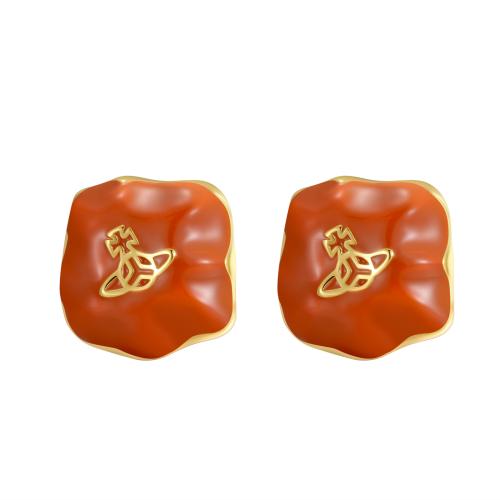 Brass Stud Earring fashion jewelry & for woman & enamel Sold By Pair