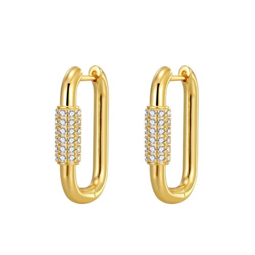 Cubic Zirconia Micro Pave Brass Earring, fashion jewelry & micro pave cubic zirconia & for woman, more colors for choice, 15x21mm, Sold By Pair