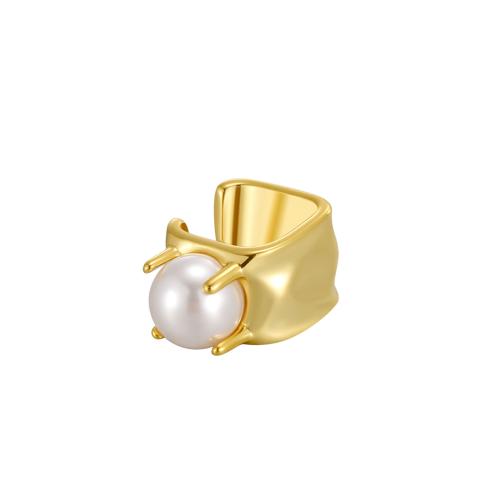 Fashion Earring Cuff and Wraps, Brass, with Shell Pearl, fashion jewelry & for woman, more colors for choice, 13x7mm, Sold By PC
