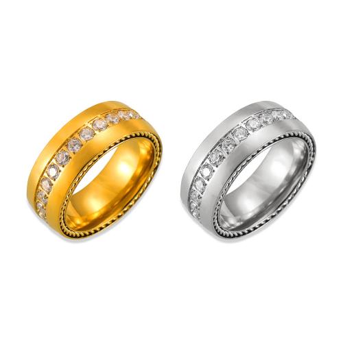 Titanium Steel Finger Ring, different size for choice & micro pave cubic zirconia & for woman, more colors for choice, width 8mm, Sold By PC