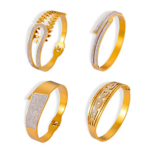 Titanium Steel Bracelet & Bangle with Czech Rhinestone fashion jewelry & for woman Sold By PC