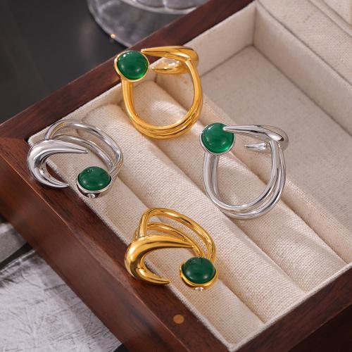 Titantium Steel δάχτυλο του δακτυλίου, Titanium Steel, με Πέτρα από γυαλί, κοσμήματα μόδας & για τη γυναίκα, περισσότερα χρώματα για την επιλογή, Sold Με PC