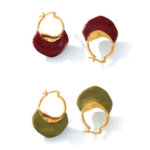 Boucle d'oreille Acier Titane, bijoux de mode & pour femme & émail, plus de couleurs à choisir, 43x30mm, Vendu par paire
