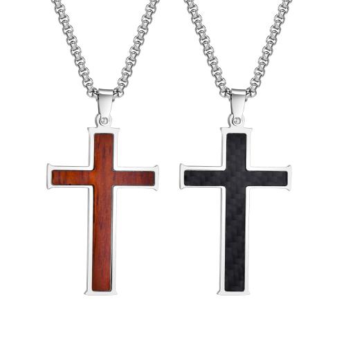 Stainless Steel Jewelry Necklace 304 Stainless Steel Cross Vacuum Ion Plating fashion jewelry & Unisex Length Approx 60 cm Sold By PC