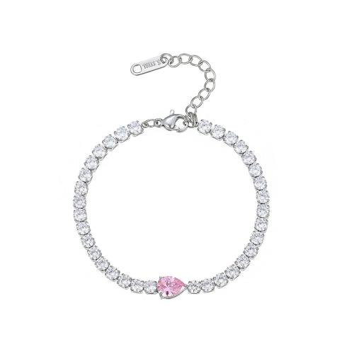 Stainless Steel Jewelry Bracelet, 304 Stainless Steel, with 3cm extender chain, Vacuum Ion Plating, Different Shape for Choice & fashion jewelry & micro pave cubic zirconia & for woman, more colors for choice, Length:Approx 16.5 cm, Sold By PC