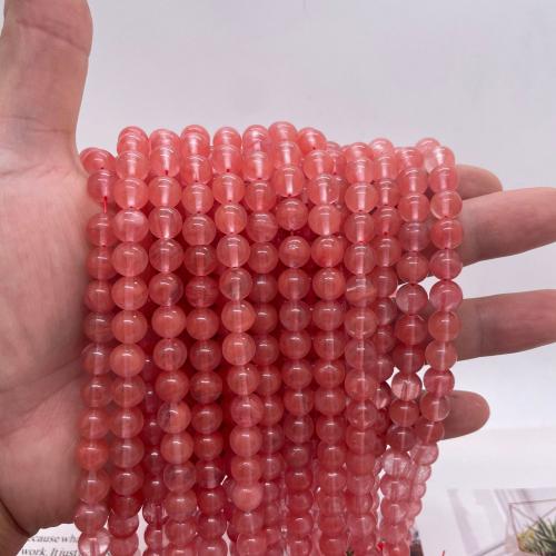 Natürlicher Quarz Perlen Schmuck, Strawberry Quartz, rund, DIY & verschiedene Größen vorhanden, Kirsche Quarz, verkauft per ca. 38 cm Strang