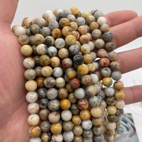 Perle naturelle Agate Crazy, agate folle, Rond, DIY & normes différentes pour le choix, couleurs mélangées, Vendu par Environ 38 cm brin