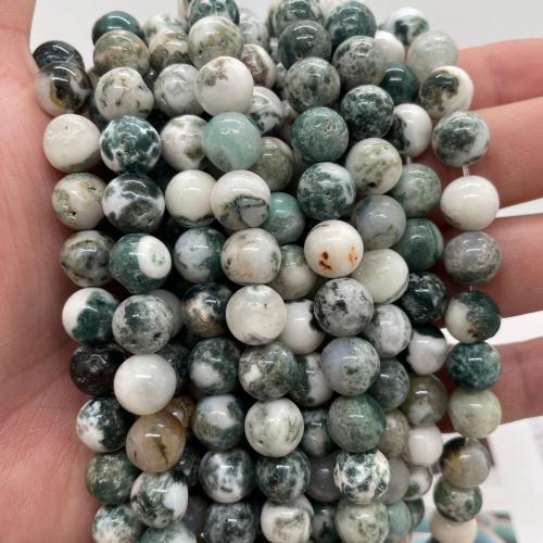 Baum Achat Perlen, Baumachat, rund, DIY & verschiedene Größen vorhanden, gemischte Farben, verkauft per ca. 38 cm Strang