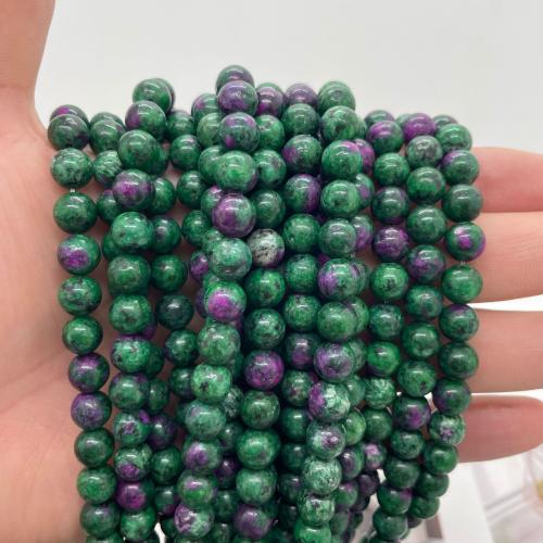 Piedras preciosas perlas mixtos, Rubí en Zoisita, Esférico, Bricolaje & diverso tamaño para la opción, verde, Vendido para aproximado 38 cm Sarta