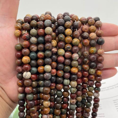 Mixed Gemstone Beads Red Pine Round DIY mixed colors Sold Per Approx 38 cm Strand
