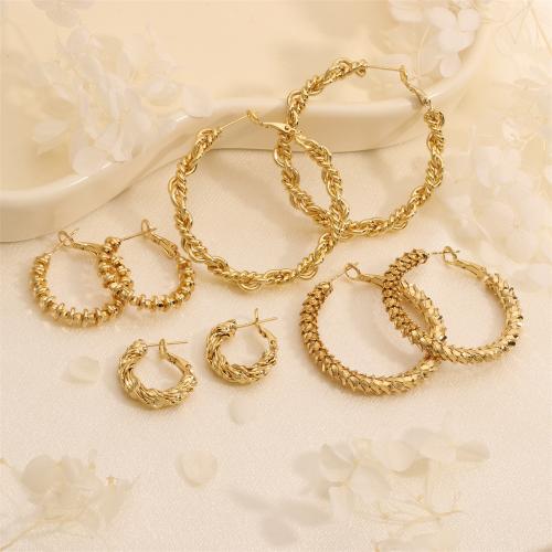 Brass Hoop Earring gold color plated & for woman nickel lead & cadmium free Sold By Pair