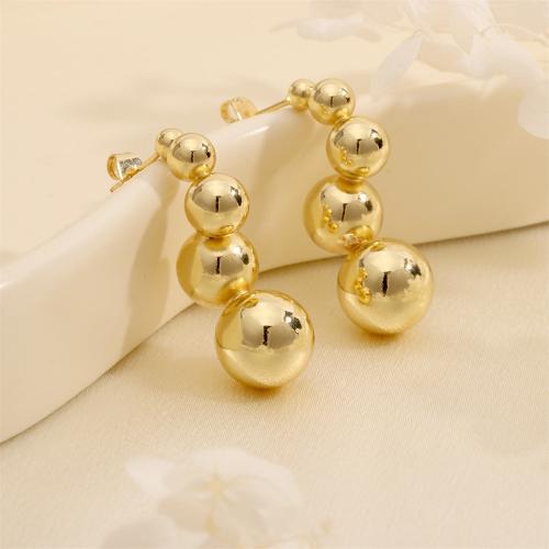 Brass Drop Earring, gold color plated, for woman, nickel, lead & cadmium free, 34x12mm, Sold By Pair