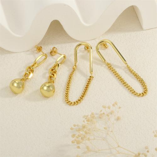 Messing Tropfen Ohrringe, goldfarben plattiert, verschiedene Größen vorhanden & für Frau, keine, frei von Nickel, Blei & Kadmium, verkauft von Paar