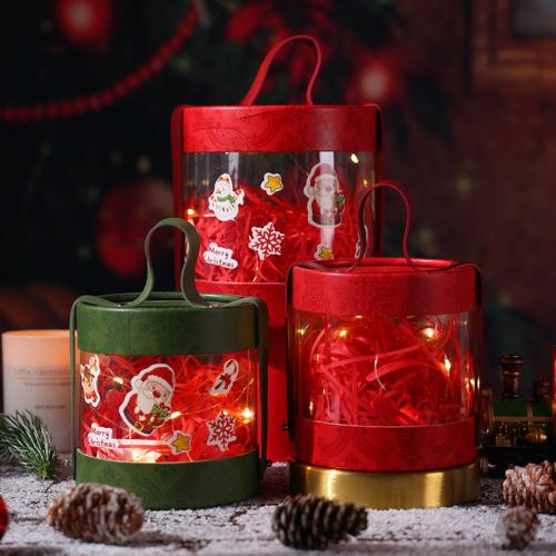 Papier Weihnachts-Geschenkbox, mit PVC Kunststoff, Weihnachts-Design & verschiedene Größen vorhanden & verschiedene Muster für Wahl, keine, verkauft von PC