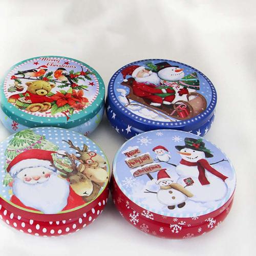 Eisen Weihnachten Candy Jar, Weihnachts-Design, Zufällige Farbe, 105x40mm, verkauft von PC